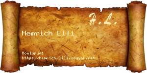 Hemrich Lili névjegykártya